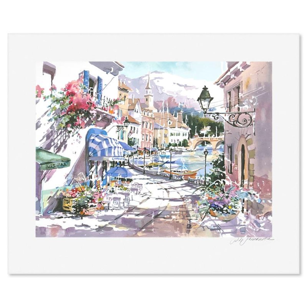Marilyn Simandle, "Waterfront Village" Limited Edition Printers Proof, Numbered and Hand Signed with Letter of Authenticity