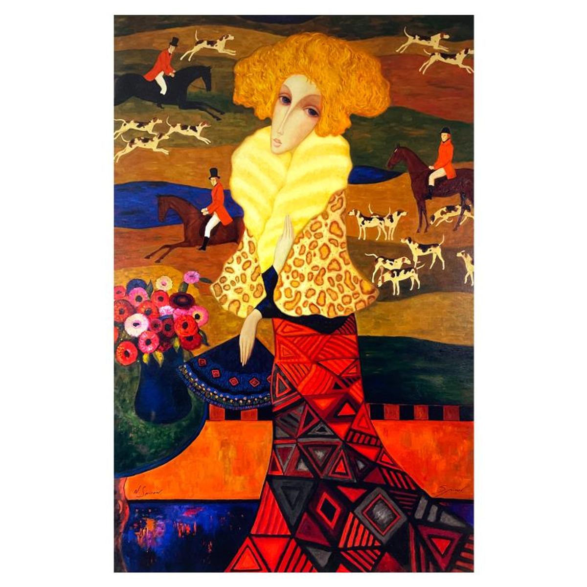 Sergey Smirnov (1953-2006), "Tapestry Of The Hunt" Limited Edition Mixed Media on Canvas (32.5" x 50.5"), Numbered, Plate Signed and Hand Signed by the Artist's Widow, Natasha Smirnov; with L