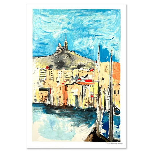 Jacques Soussana, "Vieux Port de Marseille" Hand Signed, Numbered Limited Edition with Letter of Authenticity.