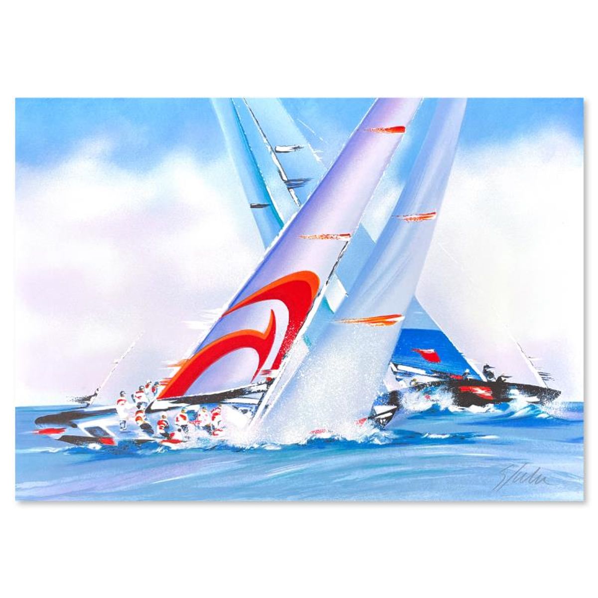 Victor Spahn, "America's Cup - Alinghi" hand signed limited edition lithograph with Certificate of Authenticity.