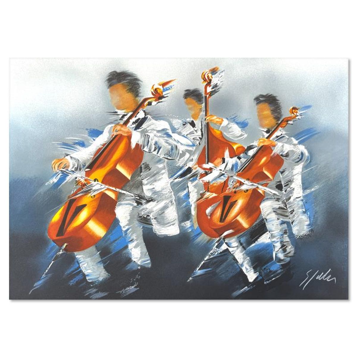 Victor Spahn, "Cellists Trio" hand signed limited edition lithograph with Certificate of Authenticity.
