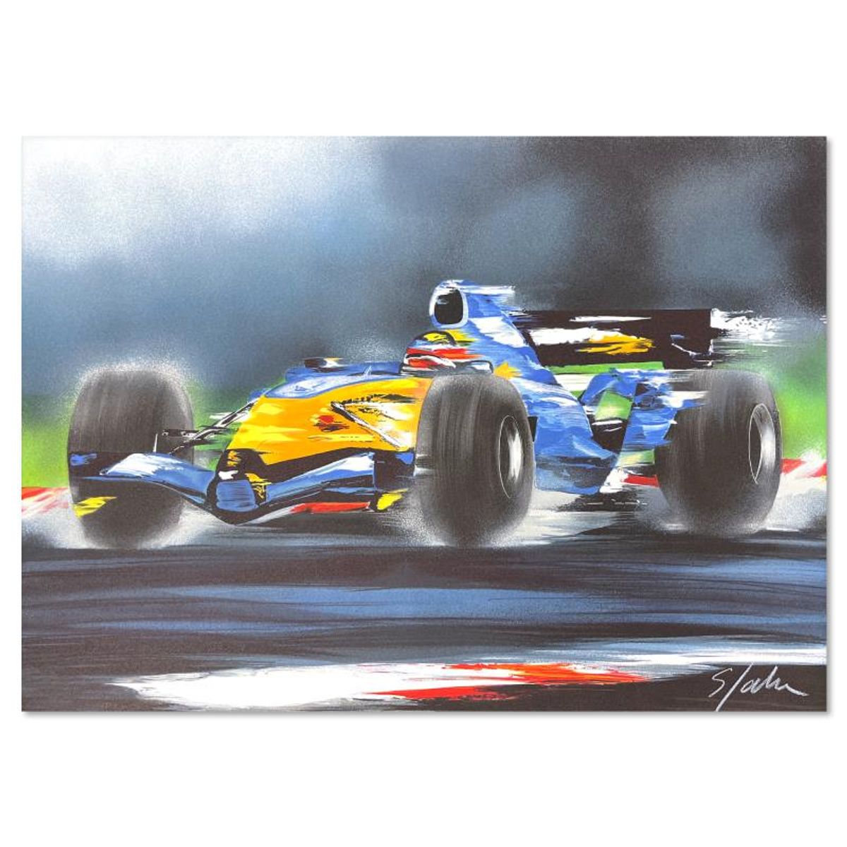 Victor Spahn, "Renault F1 (Alain Prost)" hand signed limited edition lithograph with Certificate of Authenticity.