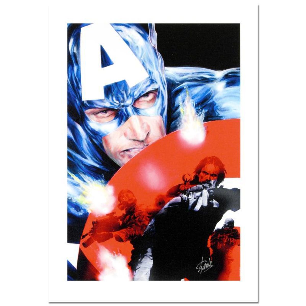 Stan Lee Signed, "Captain America #37" Numbered Marvel Comics Limited Edition Canvas by Jackson Guice with Certificate of Authenticity.