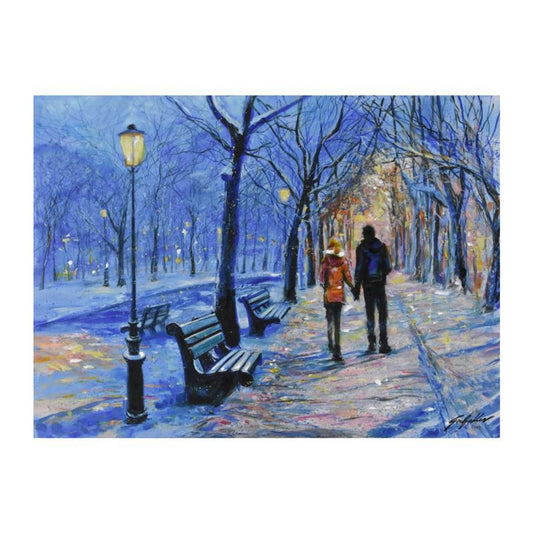 Vadik Suljakov, "Winter Walk" Hand Embellished Limited Edition on Canvas, Numbered and Hand Signed with Certificate of Authenticity.