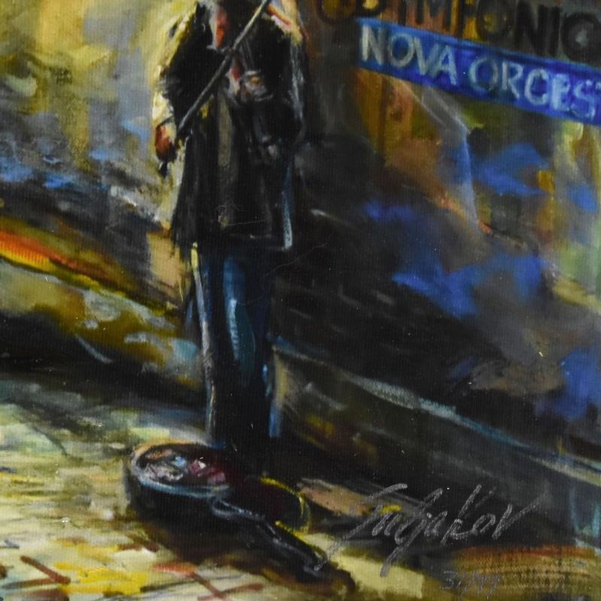 Vadik Suljakov, "Evening Sonata" Hand Embellished Limited Edition on Canvas, Numbered and Hand Signed with Certificate of Authenticity.