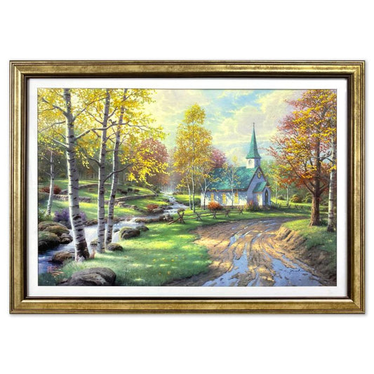 Thomas Kinkade (1958-2012), "The Aspen Chapel" Framed Limited Edition Lithograph, Numbered and Signed with Letter of Authenticity