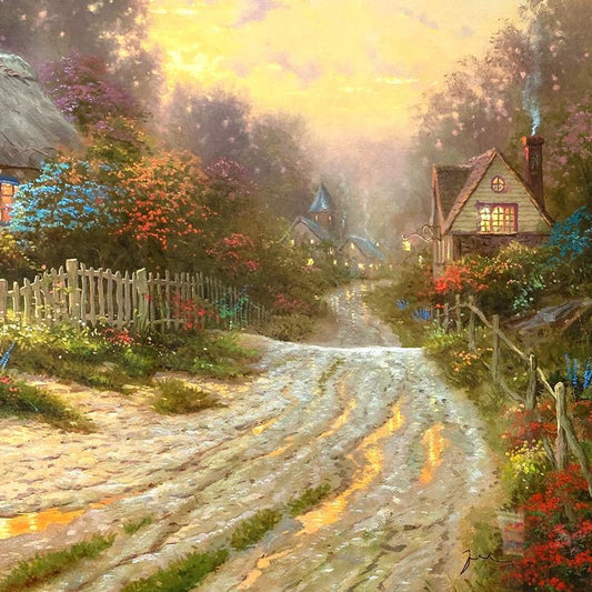 Thomas Kinkade (1958-2012), "Teacup Cottage" Framed Limited Edition Lithograph, Numbered and Signed with Letter of Authenticity