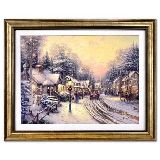 Thomas Kinkade (1958-2012), "Village Christmas" Framed Limited Edition Lithograph, Numbered and Signed with Letter of Authenticity