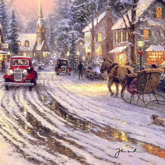 Thomas Kinkade (1958-2012), "Village Christmas" Framed Limited Edition Lithograph, Numbered and Signed with Letter of Authenticity