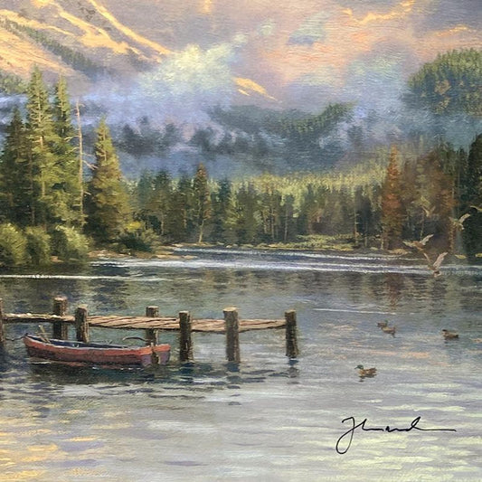 Thomas Kinkade (1958-2012), "Lakeside Hideaway" Framed Limited Edition Lithograph, Numbered and Signed with Letter of Authenticity