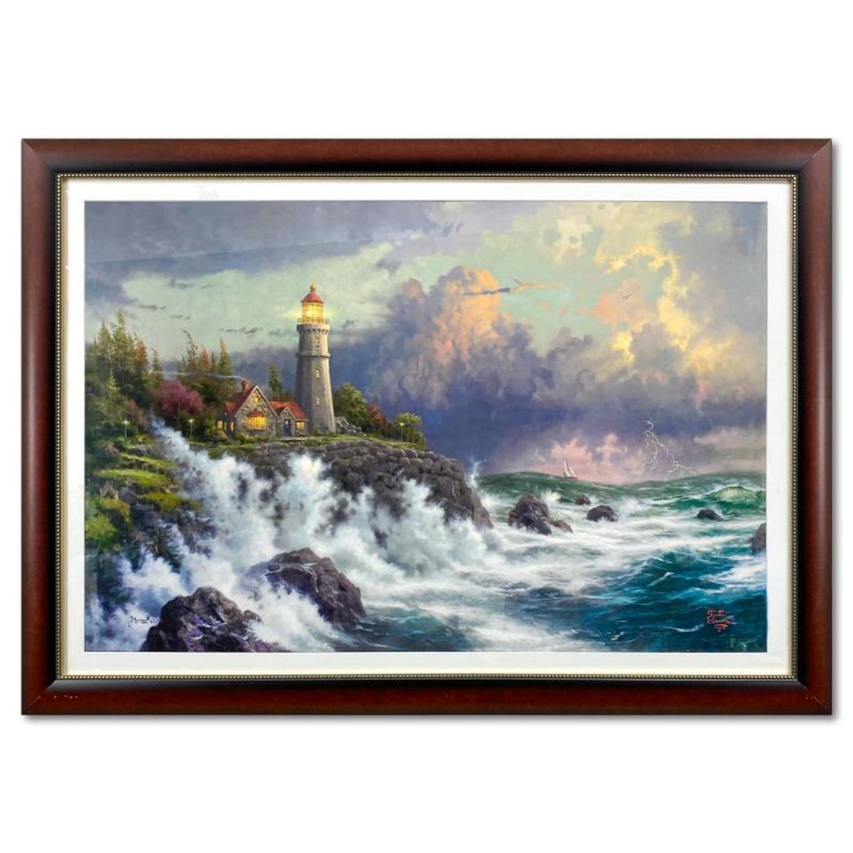 Thomas Kinkade (1958-2012), "Conquering the Storms" Framed Limited Edition Lithograph, Numbered and Signed with Letter of Authenticity.