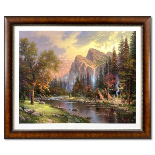 Thomas Kinkade (1958-2012), "Mountains Declare His Glory" Framed Limited Edition Lithograph, Numbered and Signed with Letter of Authenticity.