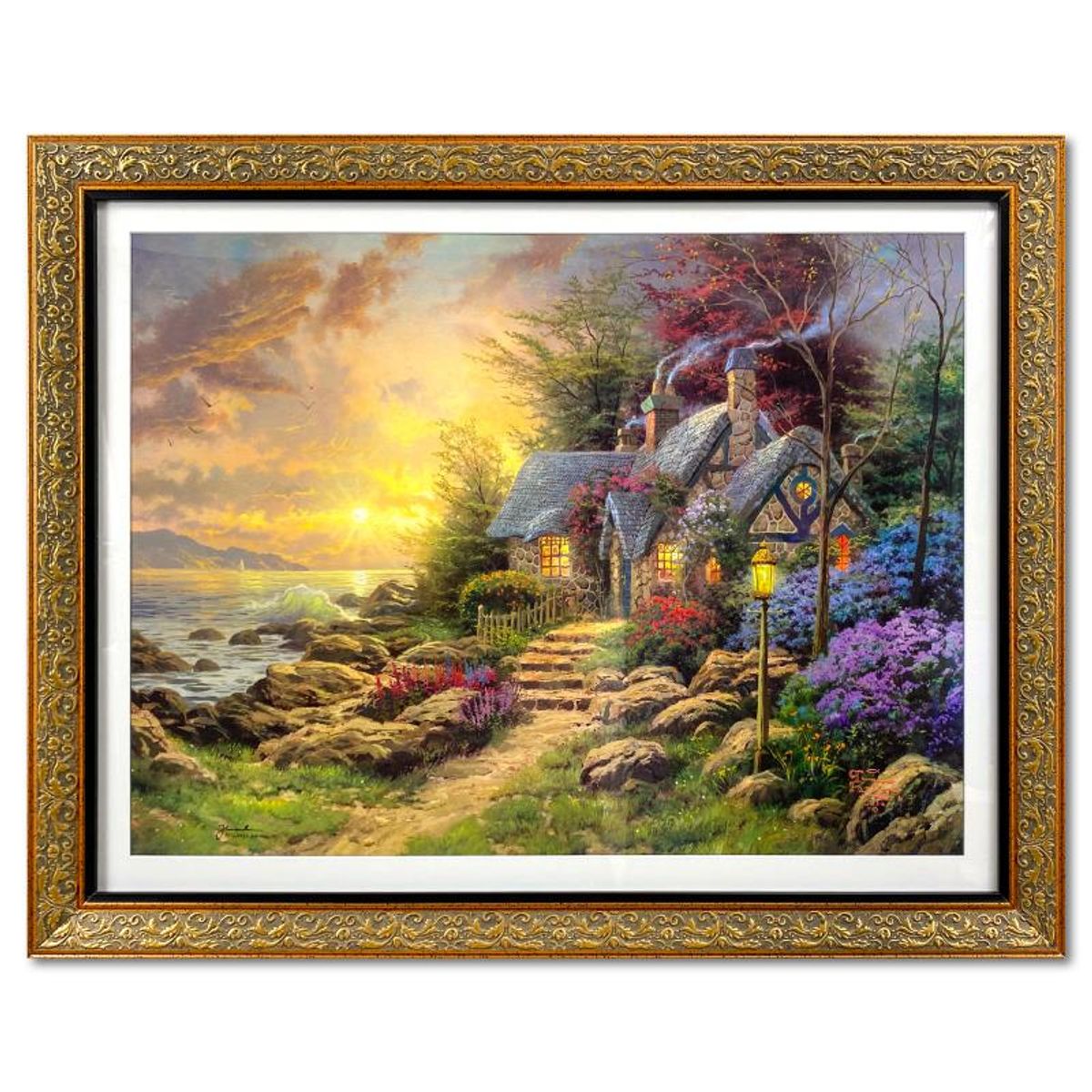 Thomas Kinkade (1958-2012), "Seaside Hideaway" Framed Limited Edition Lithograph, Numbered and Signed with Letter of Authenticity.