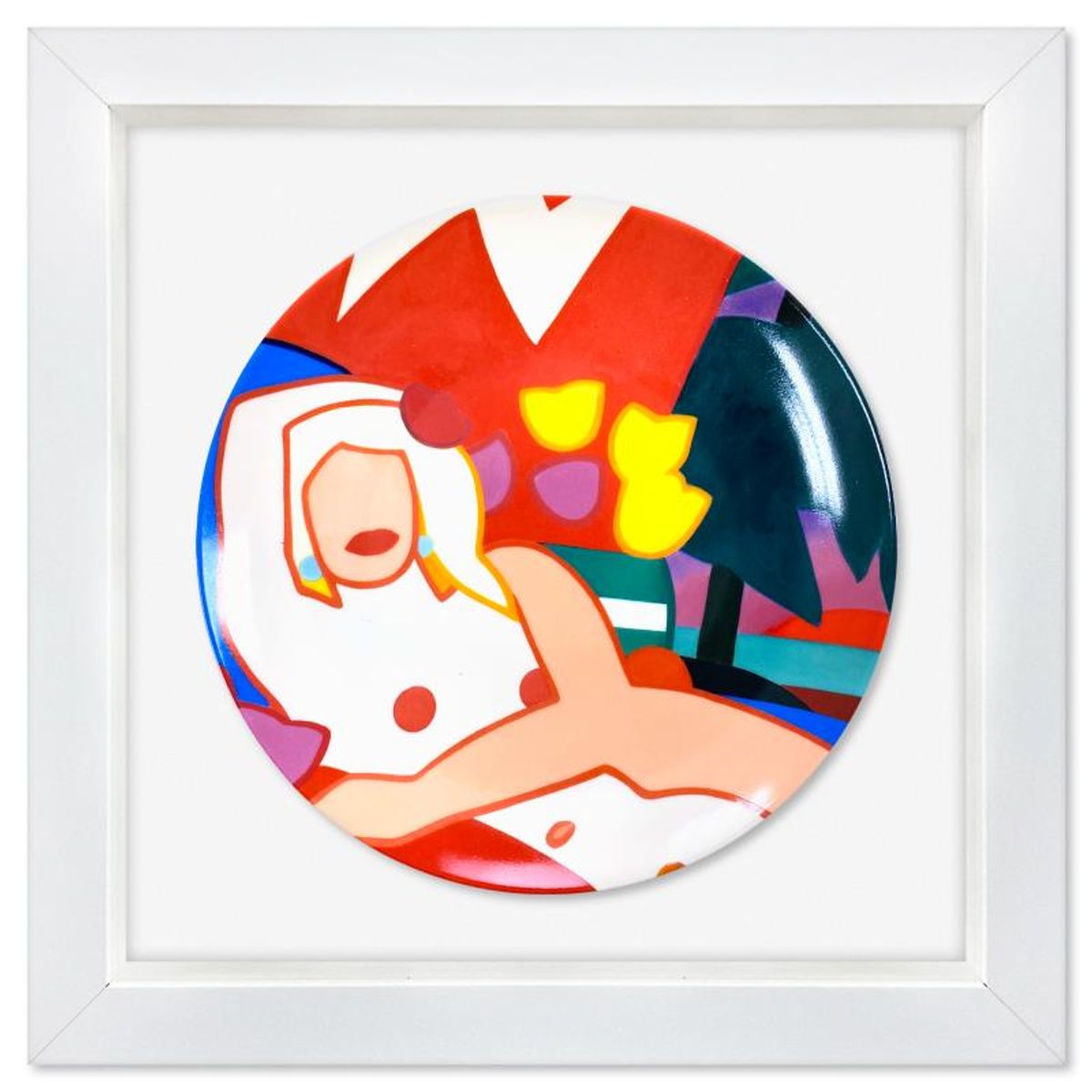 Tom Wesselmann (1931-2004), "Sunset Nude with Palm Trees (2003)" Framed Limoges Porcelain Plate.