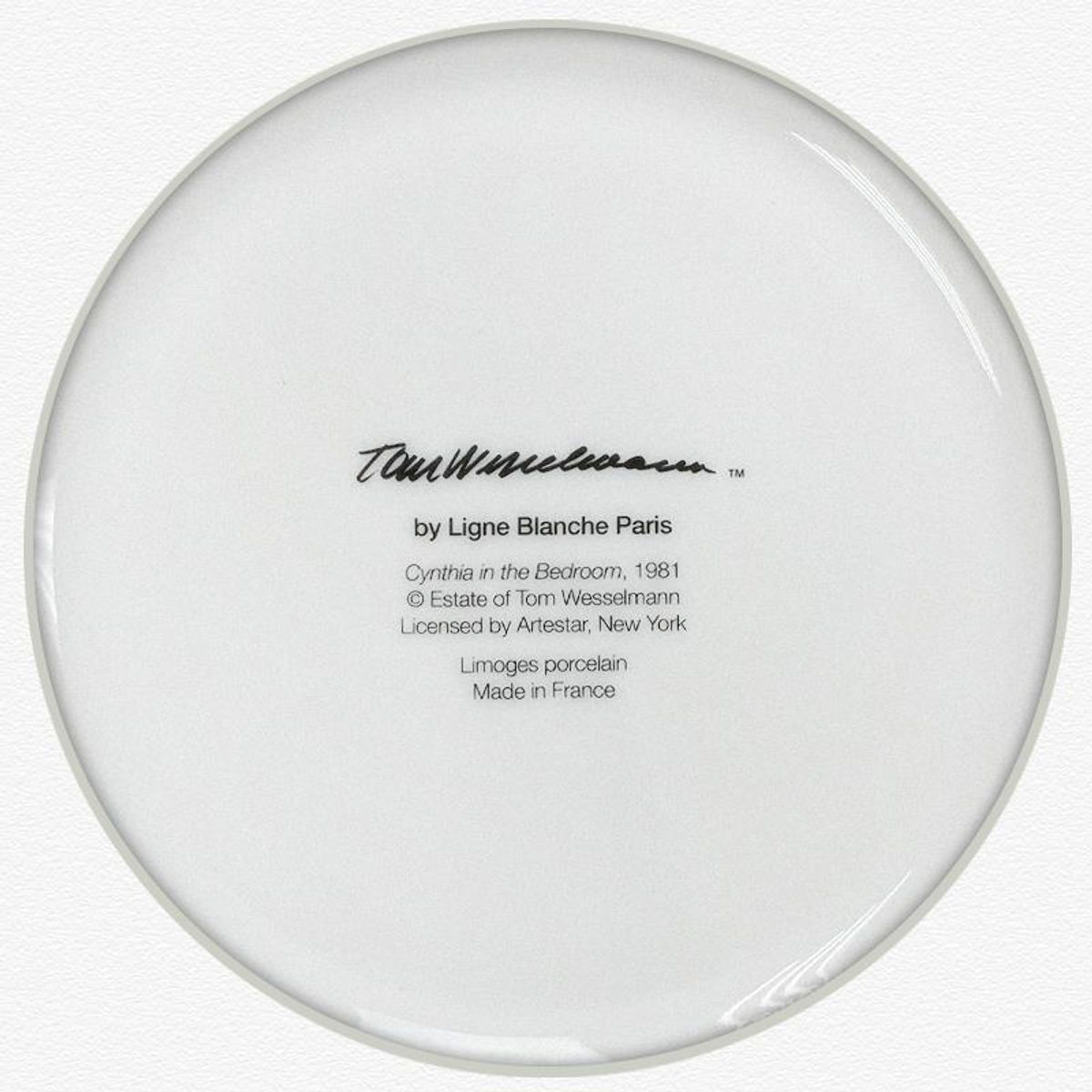 Tom Wesselmann (1931-2004), "Cynthia in Bedroom (1981)" Framed Limoges Porcelain Plate.