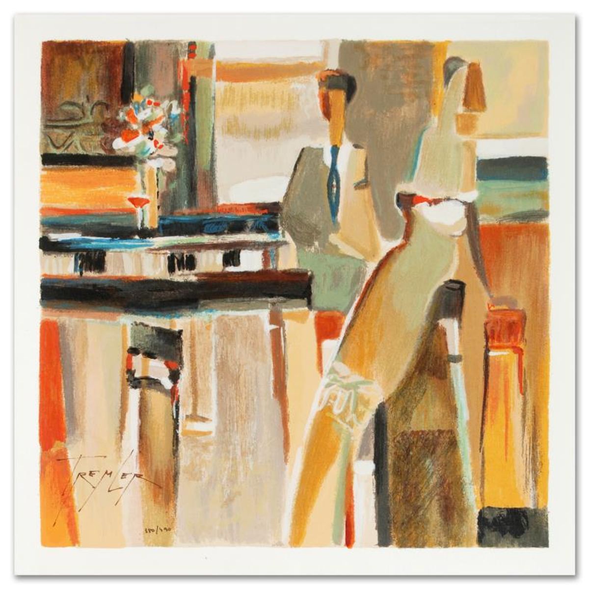 Cocktail III Limited Edition Serigraph by Yuri Tremler, Numbered and Hand Signed with Certificate of Authenticity.