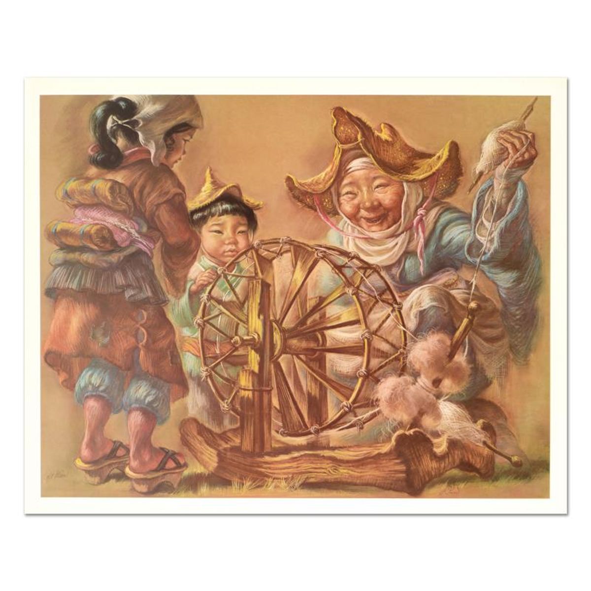 Virginia Dan (1922-2014), "Spinning Wheel" Limited Edition Lithograph, Numbered and Hand Signed with Letter of Authenticity.