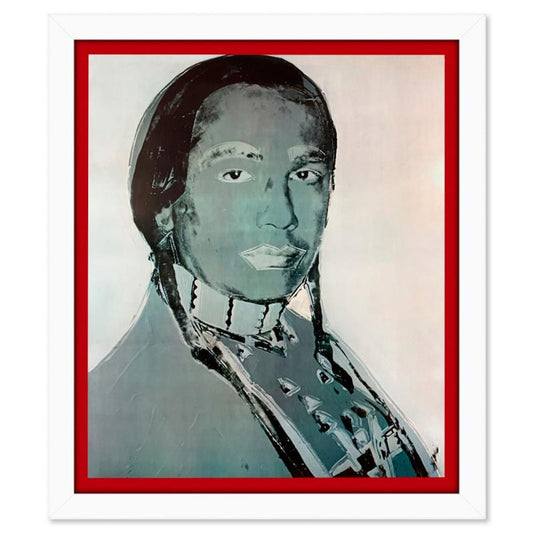 Andy Warhol (1928-1987), "The American Indian Series 3 Piece Set (Red 1976, Blue 1977 & Black 1976)" Framed Vintage Lithographs from Ace Gallery with Letter of Authenticity.