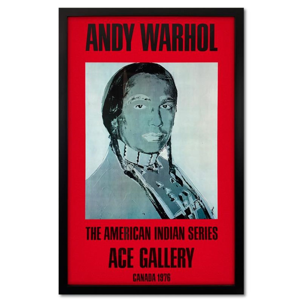 Andy Warhol (1928-1987), "The American Indian Series 3 Piece Set (Black, Red & Blue)" Framed Vintage Posters (33" x 51") from Ace Gallery with Letter of Authenticity.