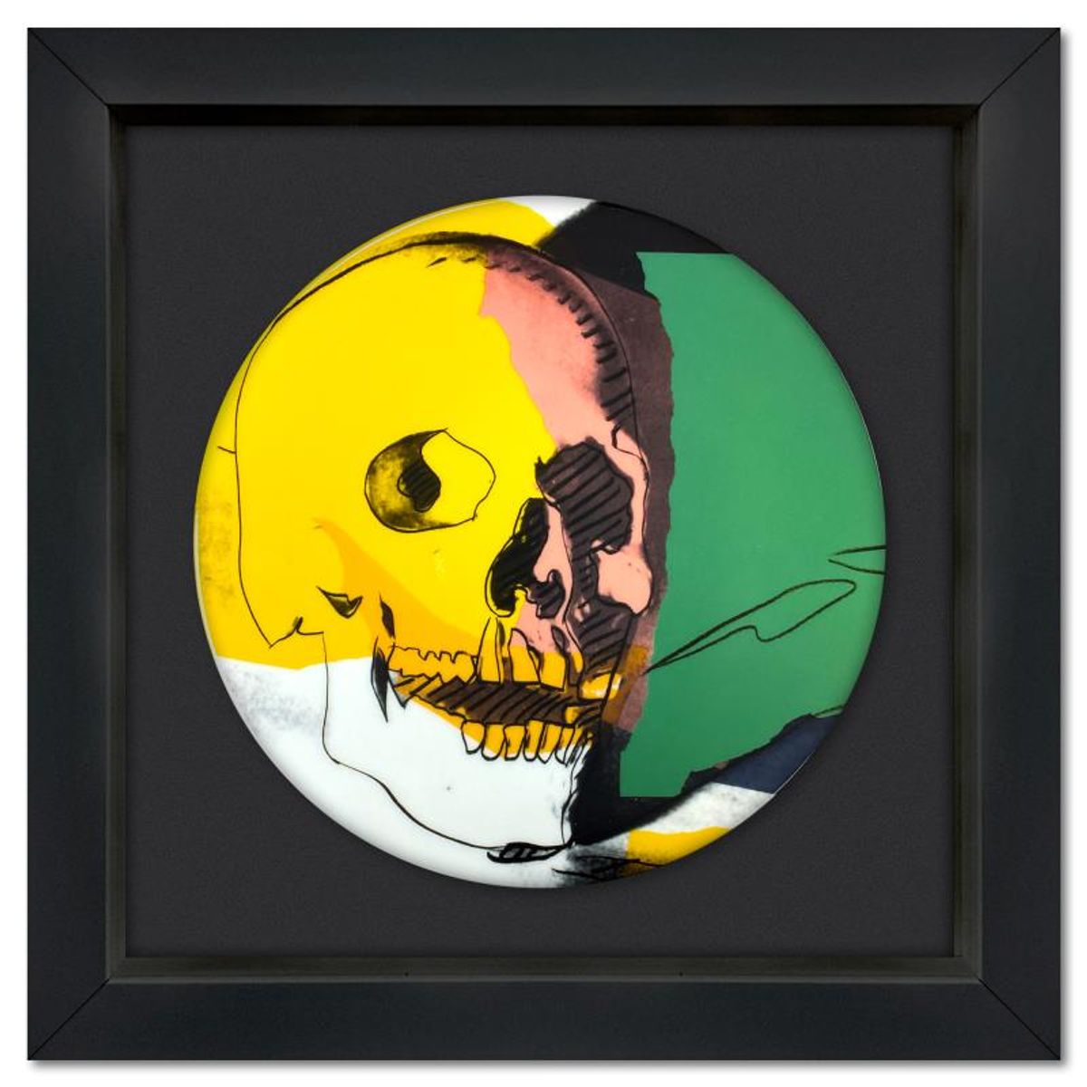 Andy Warhol (1928-1987), "SKULL (Yellow/Pink)" Framed Limoges Porcelain Plate.