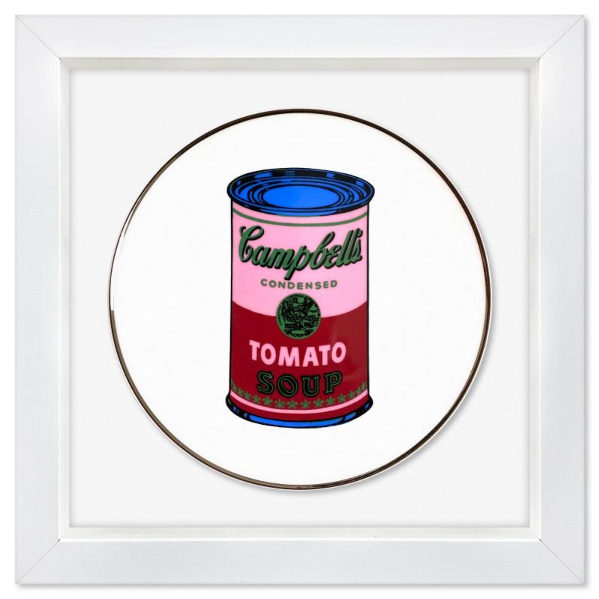 Andy Warhol (1928-1987), "Campbell (Red/Pink)" Framed Limoges Porcelain Plate.