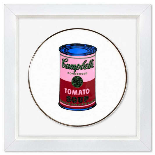 Andy Warhol (1928-1987), "Campbell (Red/Pink)" Framed Limoges Porcelain Plate.