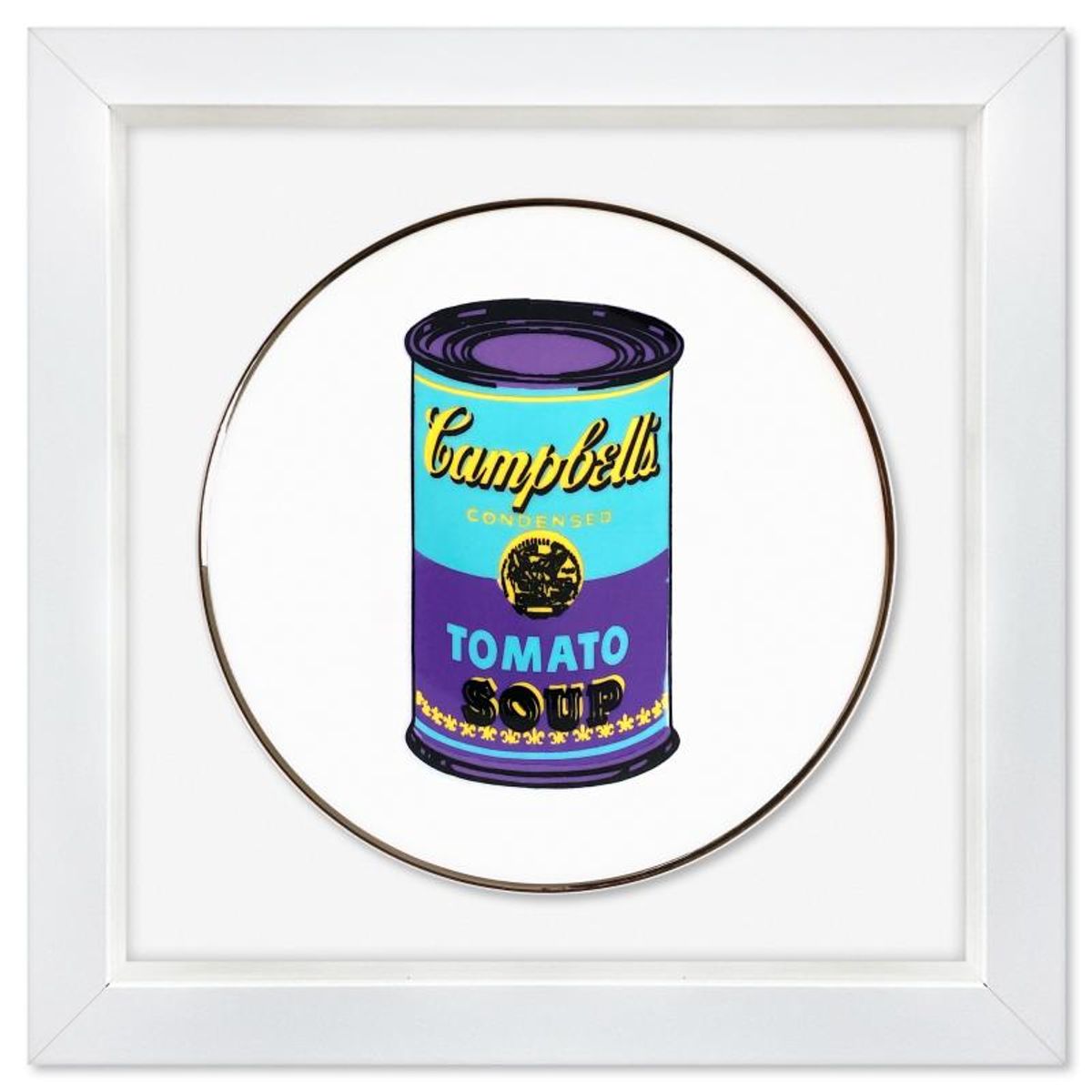 Andy Warhol (1928-1987), "Campbell (Turquoise/Purple)" Framed Limoges Porcelain Plate.