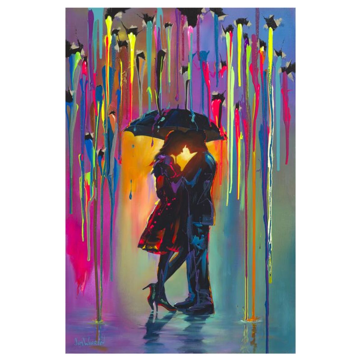 Jim Warren, "Love Protects" Hand Signed, Artist Embellished AP Limited Edition Giclee on Canvas with Letter of Authenticity