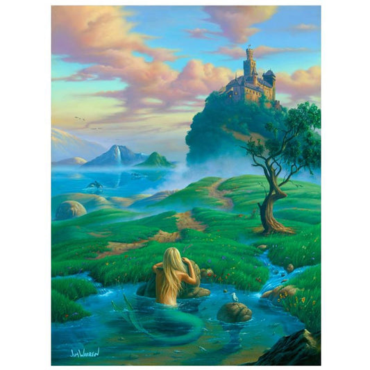 Jim Warren, "Dreams of a Mermaid" Hand Signed, Artist Embellished AP Limited Edition Giclee on Canvas with Letter of Authenticity