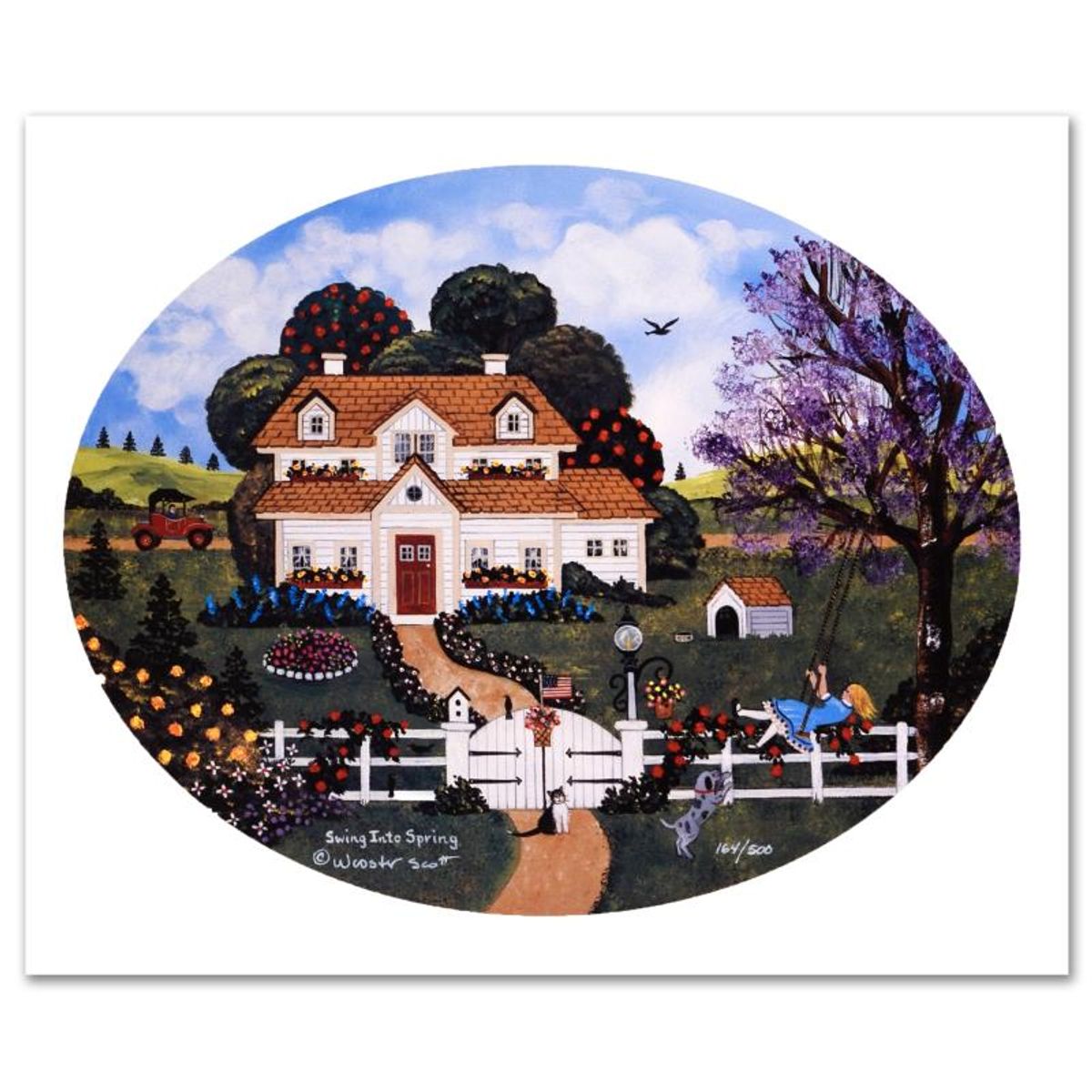 Jane Wooster Scott, "Swing Into Spring" Hand Signed Limited Edition Lithograph with Letter of Authenticity.