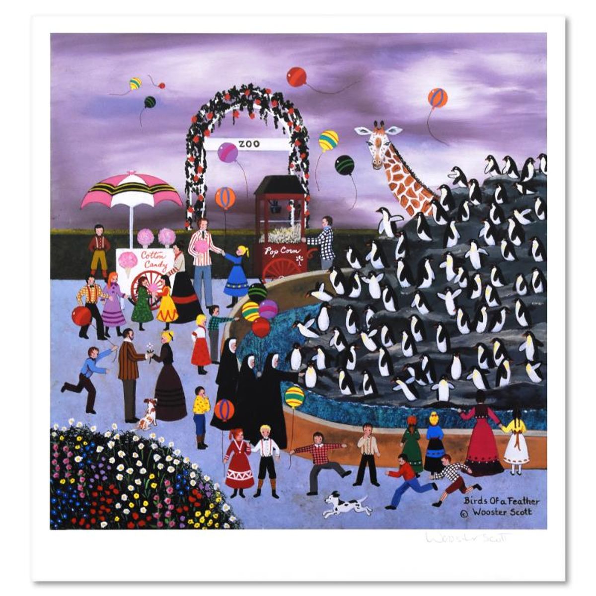 Jane Wooster Scott, "Birds of a Feather" Limited Edition Lithograph, Numbered and Hand Signed with Letter of Authenticity.