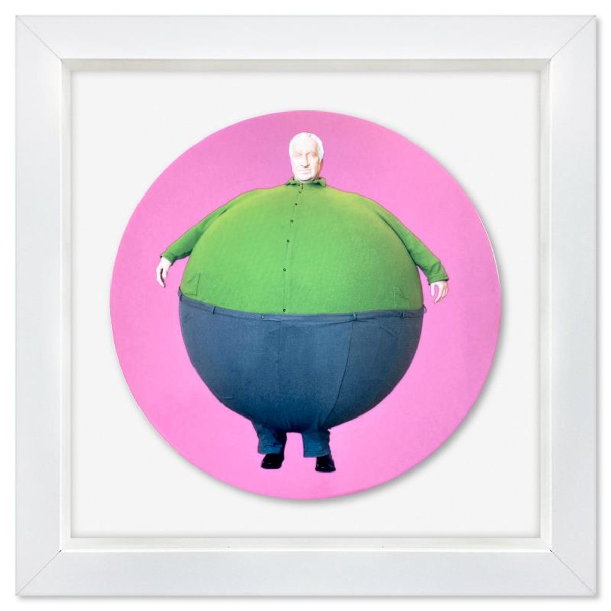 Erwin Wurm, "The Artist Who Swallowed the World" Framed Limoges Porcelain Plate.