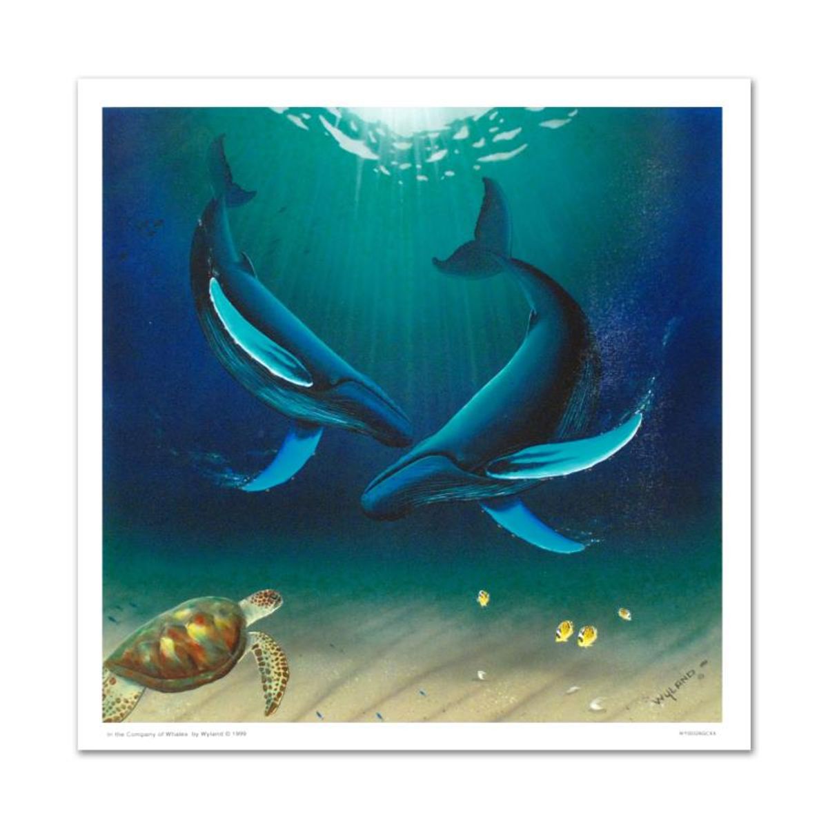 In the Company of Whales Limited Edition Giclee on Canvas by renowned artist WYLAND, Numbered and Hand Signed with Certificate of Authenticity.