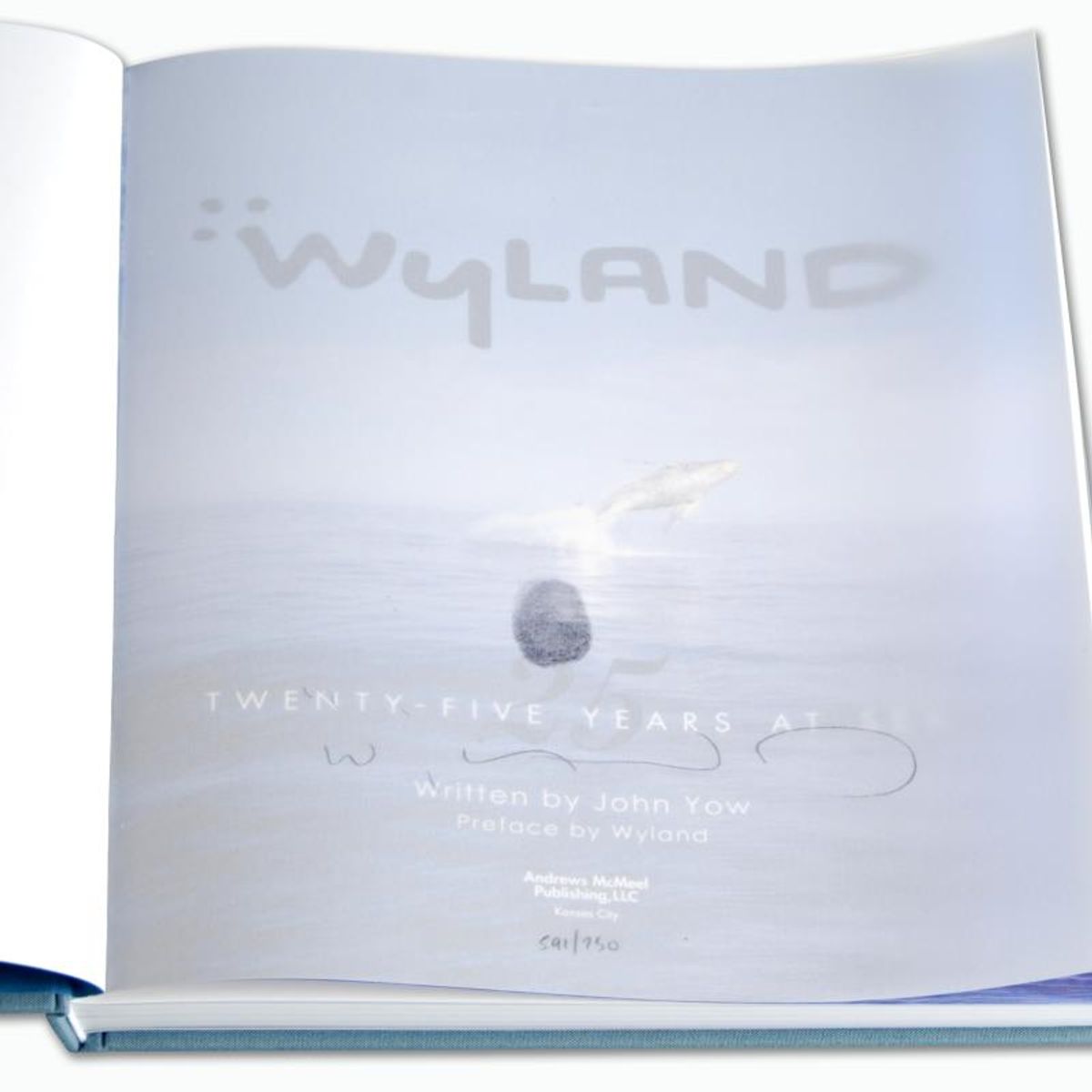 Wyland: 25 Years at Sea (2006) Limited Edition Collector's Fine Art Book by John Yow, with Preface by World-Renowned Artist Wyland. With Numbered, Hand Signed and Thumb-Printed Vellum Front P