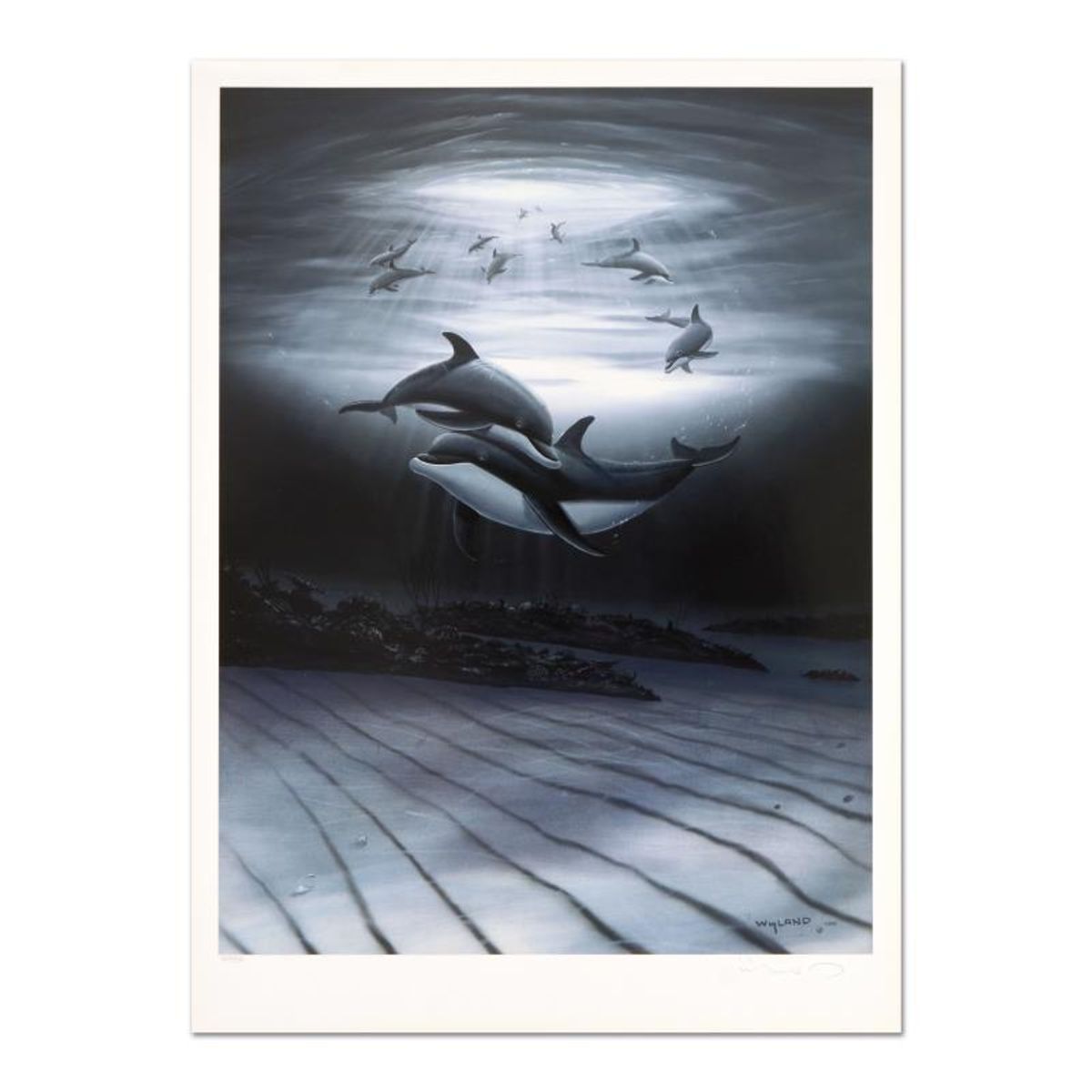 Wyland, "Dolphin Affection" Limited Edition Lithograph, Numbered and Hand Signed with Certificate of Authenticity.