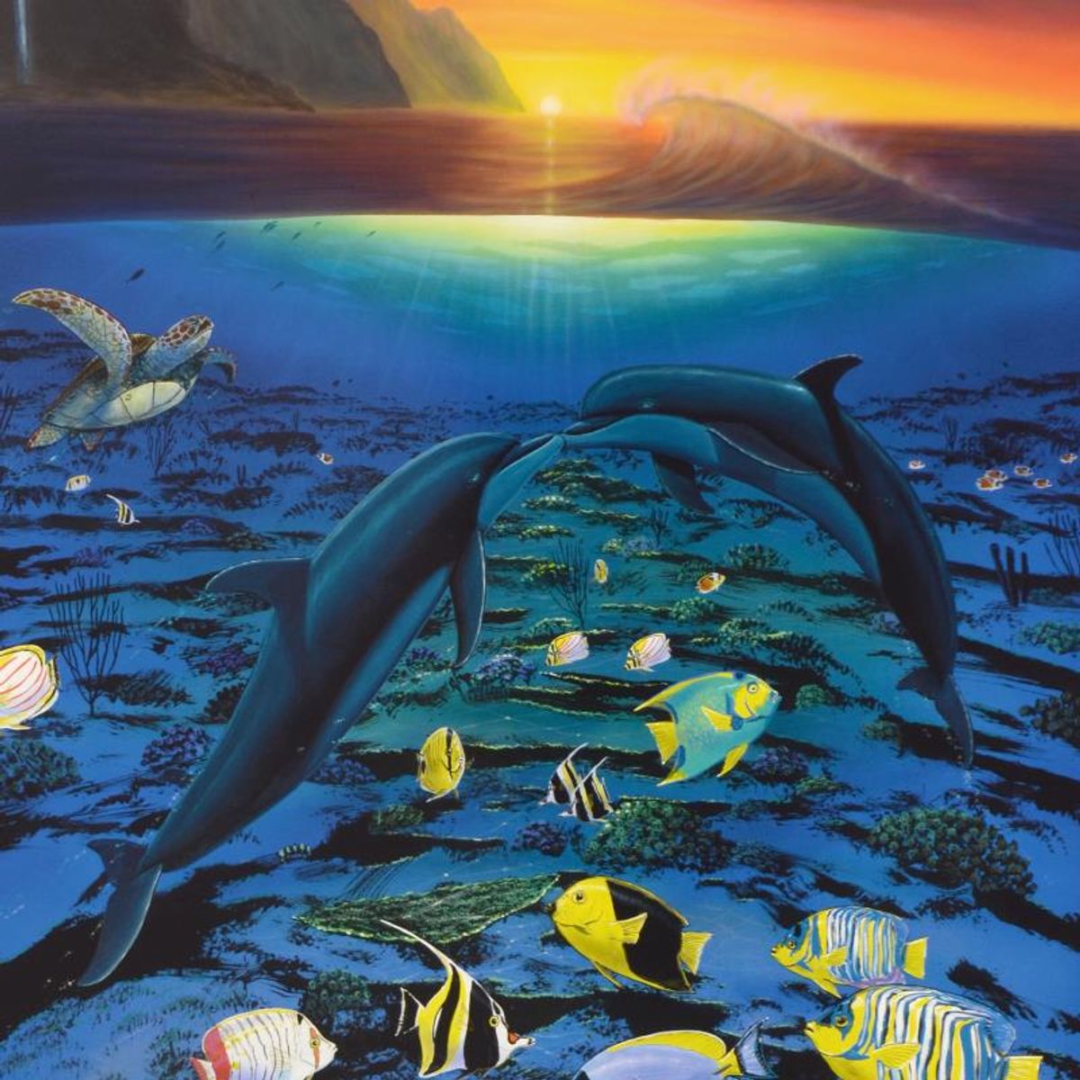 Wyland, "Kiss For the Sea" Limited Edition Lithograph, Numbered and Hand Signed with Certificate of Authenticity.