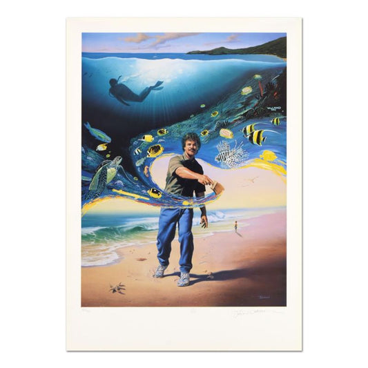 Wyland and Jim Warren, "Another Day At the Office" Limited Edition Lithograph, Numbered and Hand Signed by Jim Warren and Plate Signed by Wyland with Letter of Authenticity.