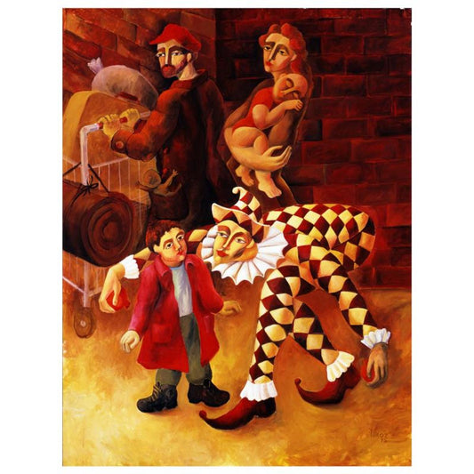 Yuroz, "The Harlequin's Gift" Hand Signed Limited Edition Serigraph with Certificate of Authenticity.