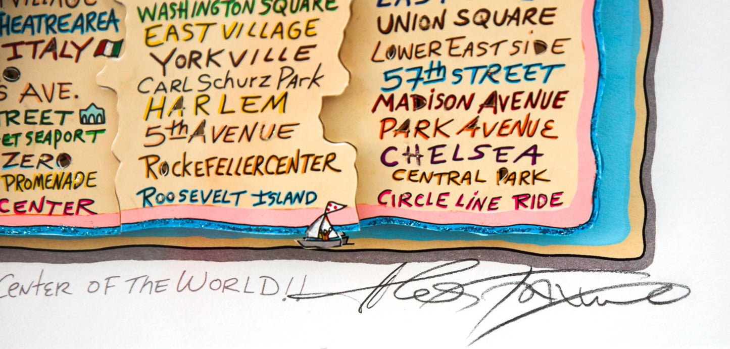 Charles Fazzino- 3D Construction Silkscreen Serigraph "NEW YORK IS (Black)"