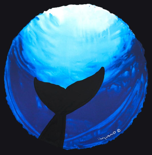 Wyland- Original Watercolor Painting on Deckle Edge Paper "Deep Blue Swim"