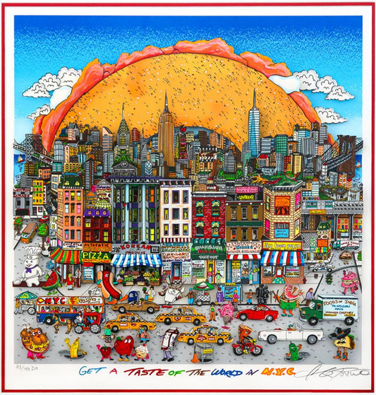 Charles Fazzino- 3D Construction Silkscreen Serigraph "Get A Taste of the World in N.Y.C (Red)"