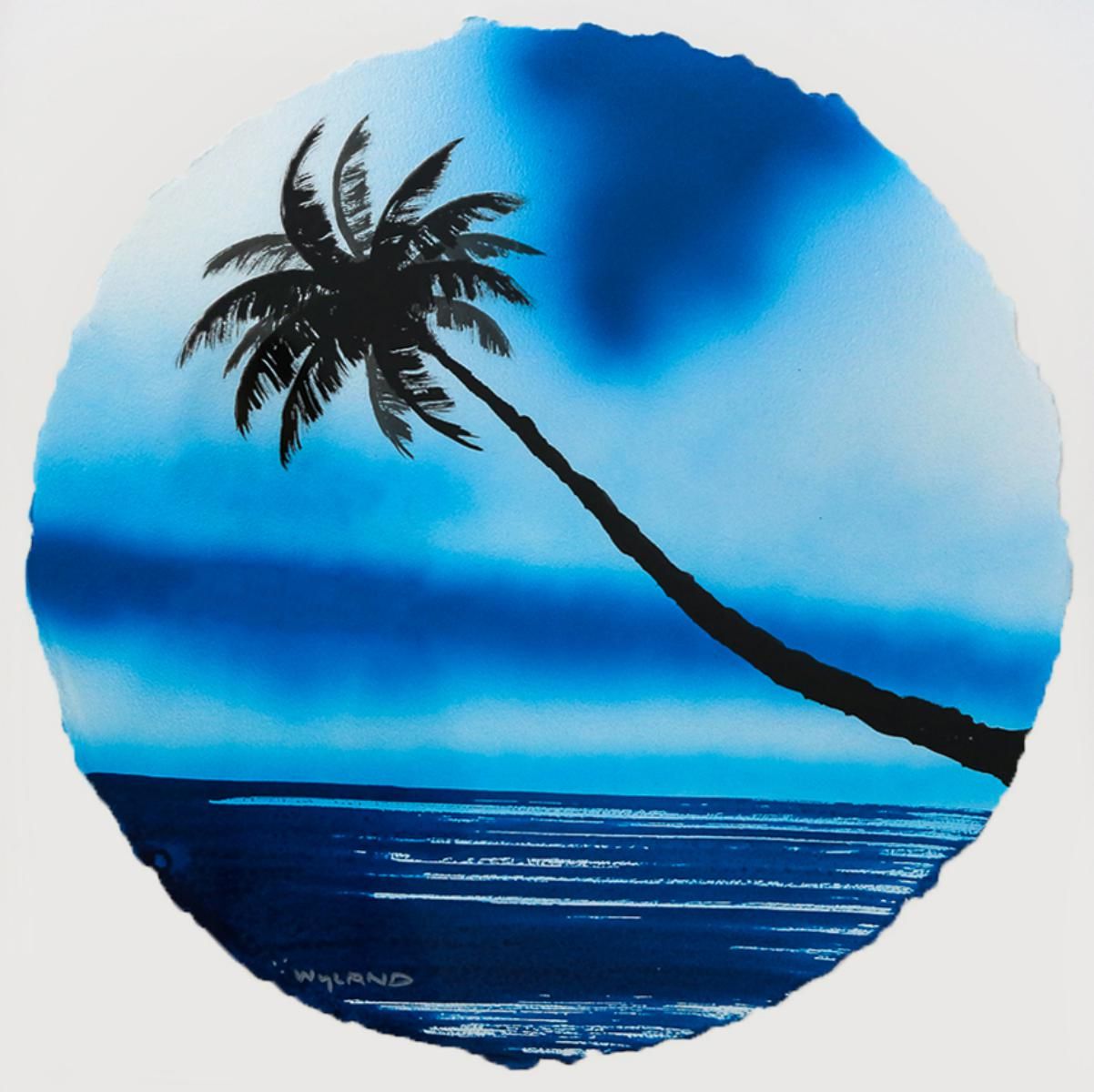 Wyland- Original Watercolor Painting on Deckle Edge Paper "Palm Tree"