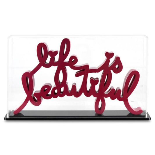 Mr. Brainwash- Resin Sculpture with Display Case "Life is Beautiful (Neon Pink)"