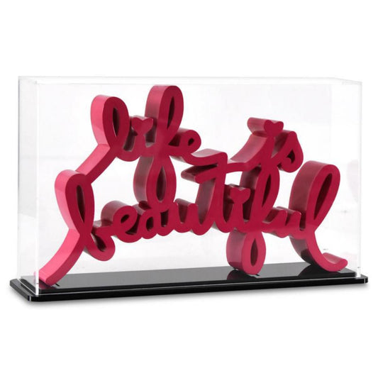 Mr. Brainwash- Resin Sculpture with Display Case "Life is Beautiful (Neon Pink)"