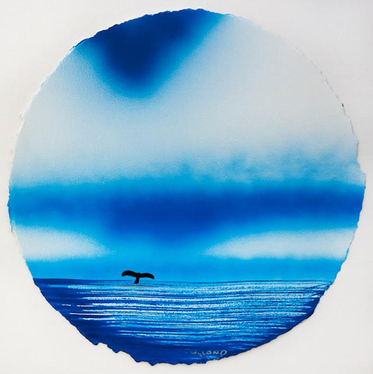 Wyland- Original Watercolor Painting on Deckle Edge Paper "Fluke"