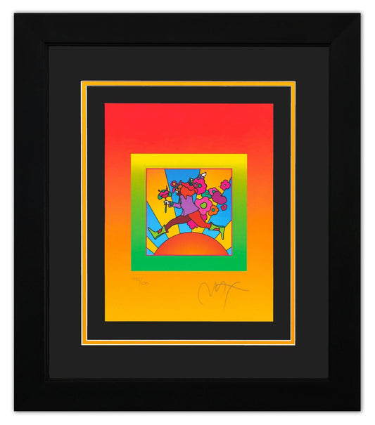 Peter Max- Original Lithograph "Flower Jumper Over Sunrise on Blends"