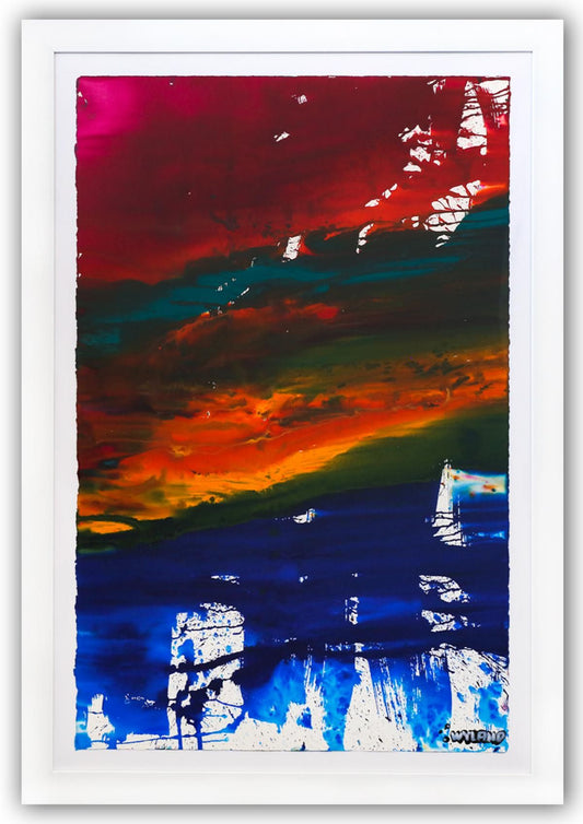 Wyland- Original Watercolor Painting on Deckle Edge Paper "Abstract"