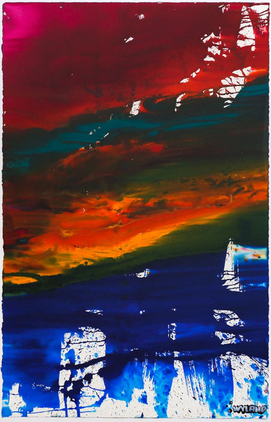 Wyland- Original Watercolor Painting on Deckle Edge Paper "Abstract"