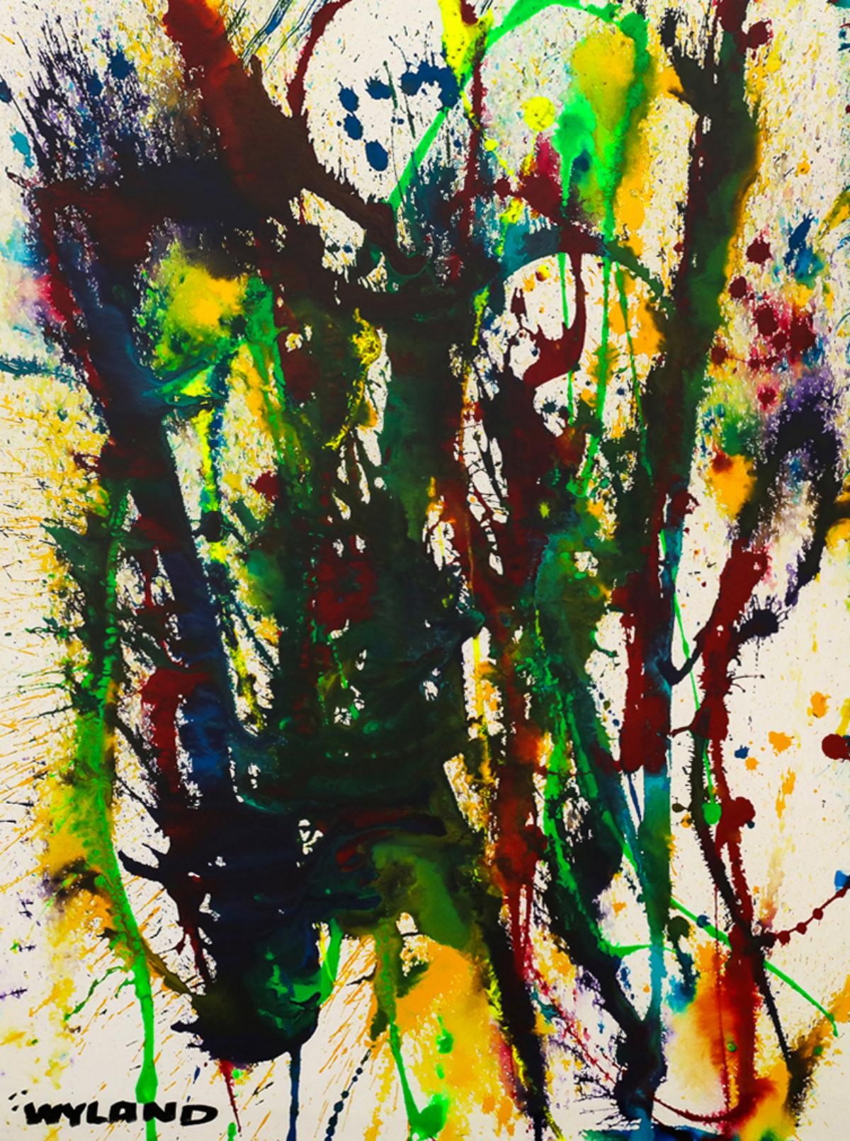 Wyland- Original Watercolor Painting on Deckle Edge Paper "Abstract"