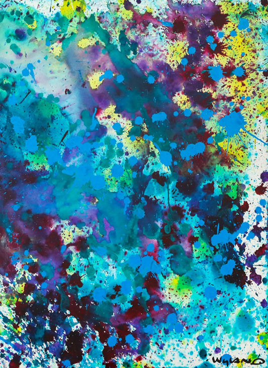 Wyland- Original Watercolor Painting on Deckle Edge Paper "Abstract Drip"